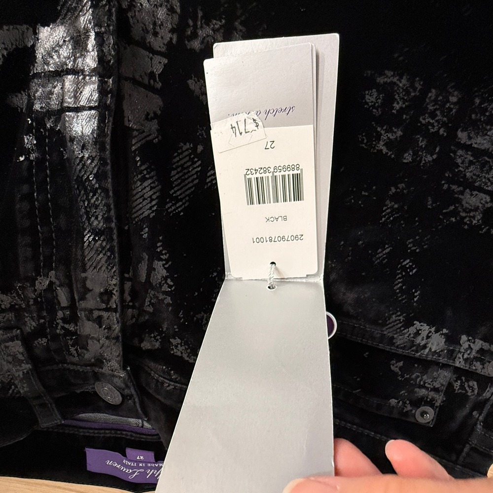 New Ralph Lauren Purple Label Pants 160 Slim Metallic Foil Plaid Velvet 27 - Picture 12 of 12